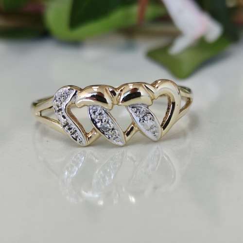 Gold Hearts Ring #1040