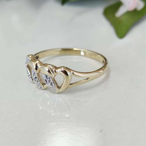 Gold Hearts Ring #1040