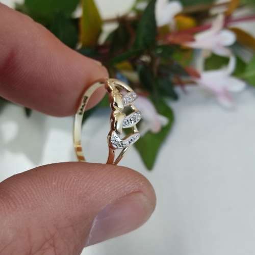 Gold Hearts Ring #1040