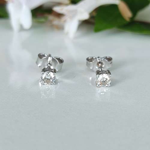 White Gold Diamond Stud Earrings .15ct Each #1061