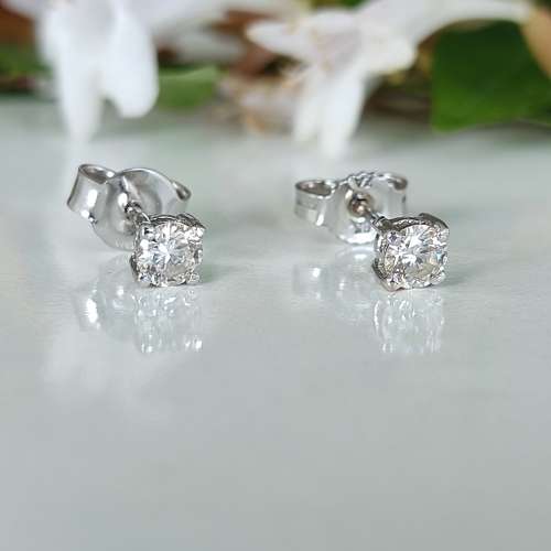 White Gold Diamond Stud Earrings .15ct Each #1061
