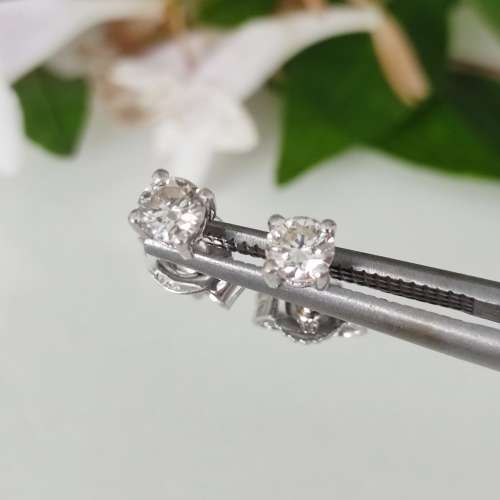 White Gold Diamond Stud Earrings .15ct Each #1061