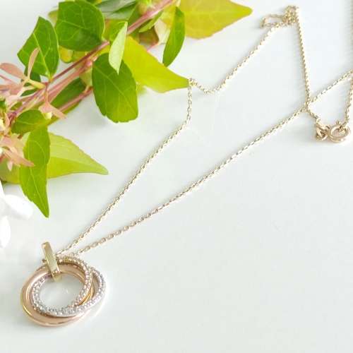 Yellow Rose White Gold Pendant and Necklace #1076