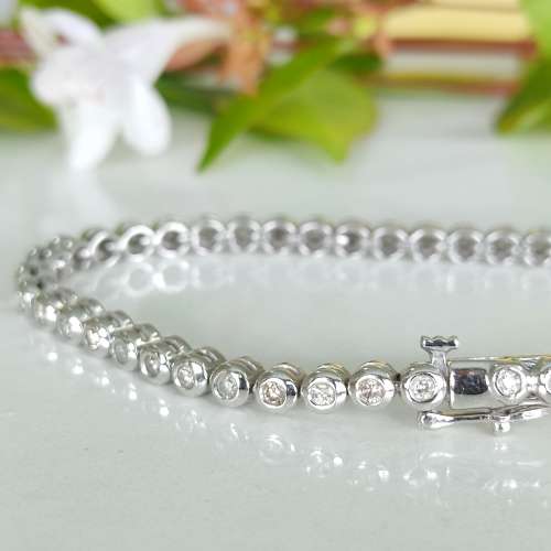 #BARGAIN Natural Diamond & Gold Tennis Bracelet #1078
