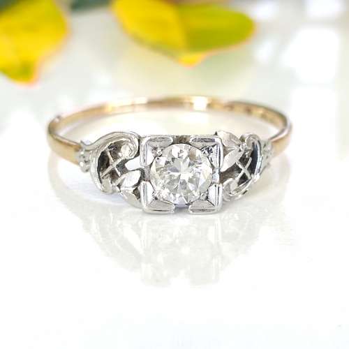 Vintage Gold and Platinum Diamond Ring #1089