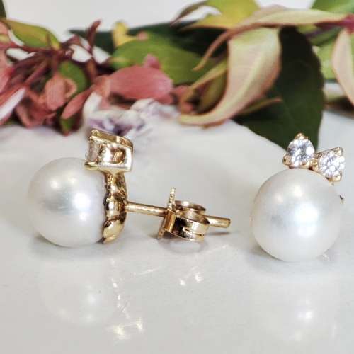 Pearl & Diamond Earring Set #1127