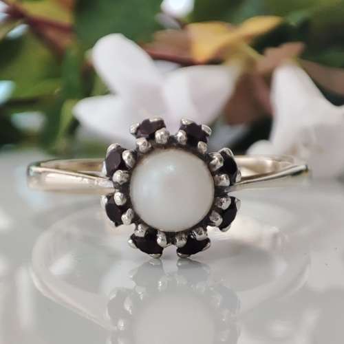 Pearl & Ruby Gold Ring #1129