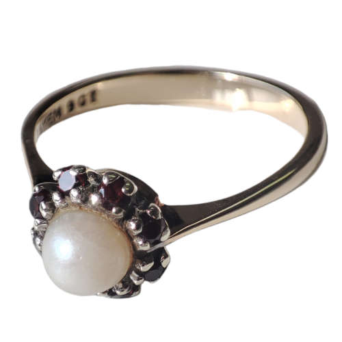 Pearl & Ruby Gold Ring #1129