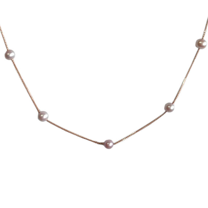 ## Rose Gold & Pearl Necklace #1151