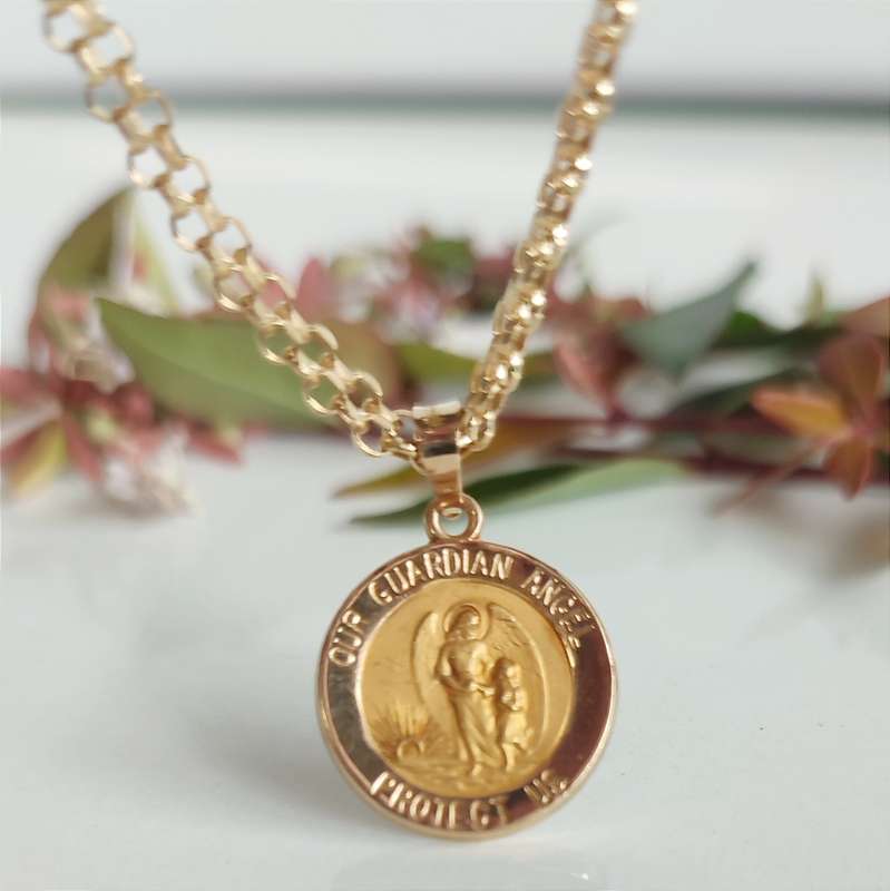 ##14kt Gold Guardian Angel Necklace #1154