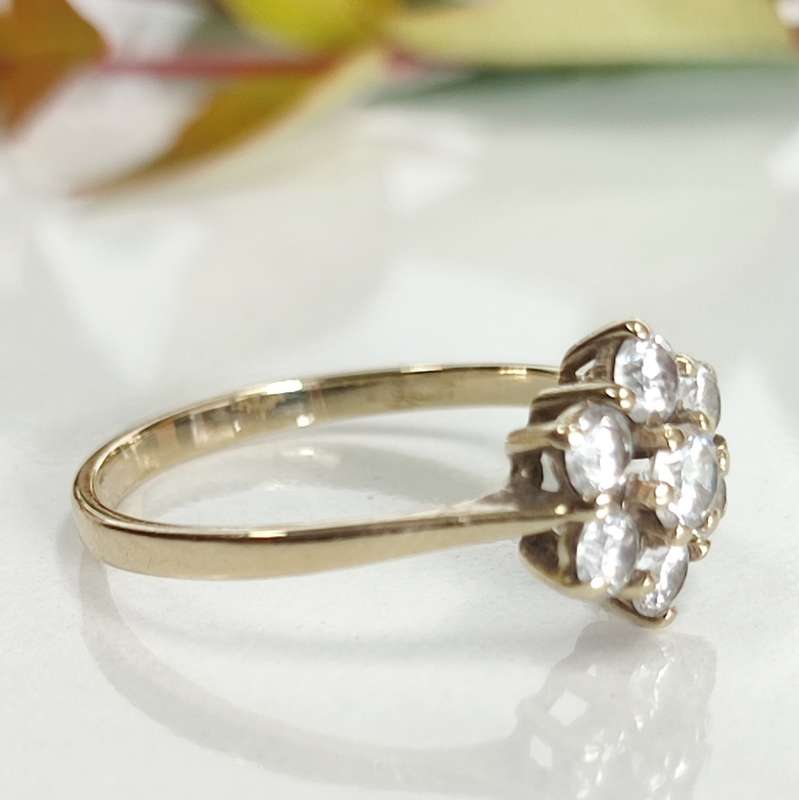 Solid Gold & Cubic Zirconia Floral Ring #1161