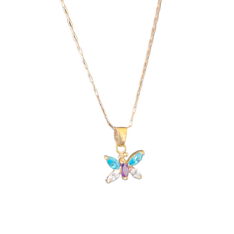 Gemstone Butterfly & Necklace in 9ct Gold #cc008