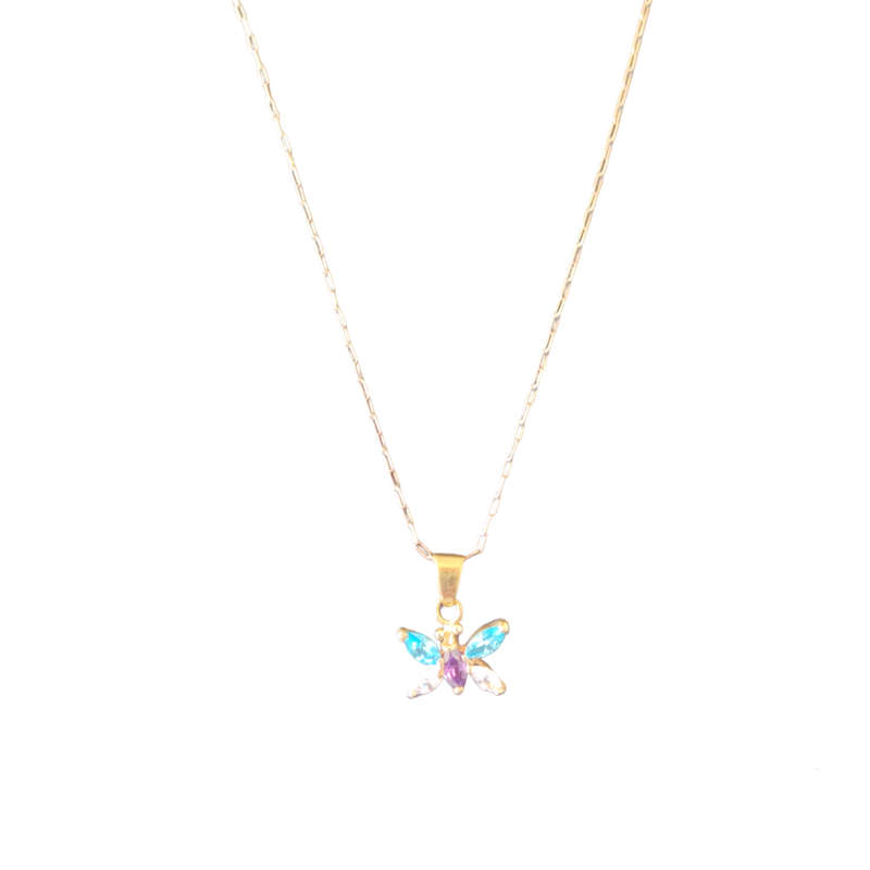 Gemstone Butterfly & Necklace in 9ct Gold #cc008