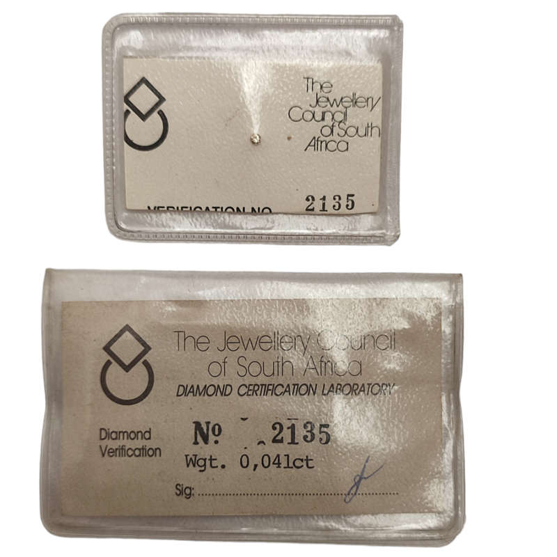 Natural Diamond 0.041ct Jewellery Council Certificate