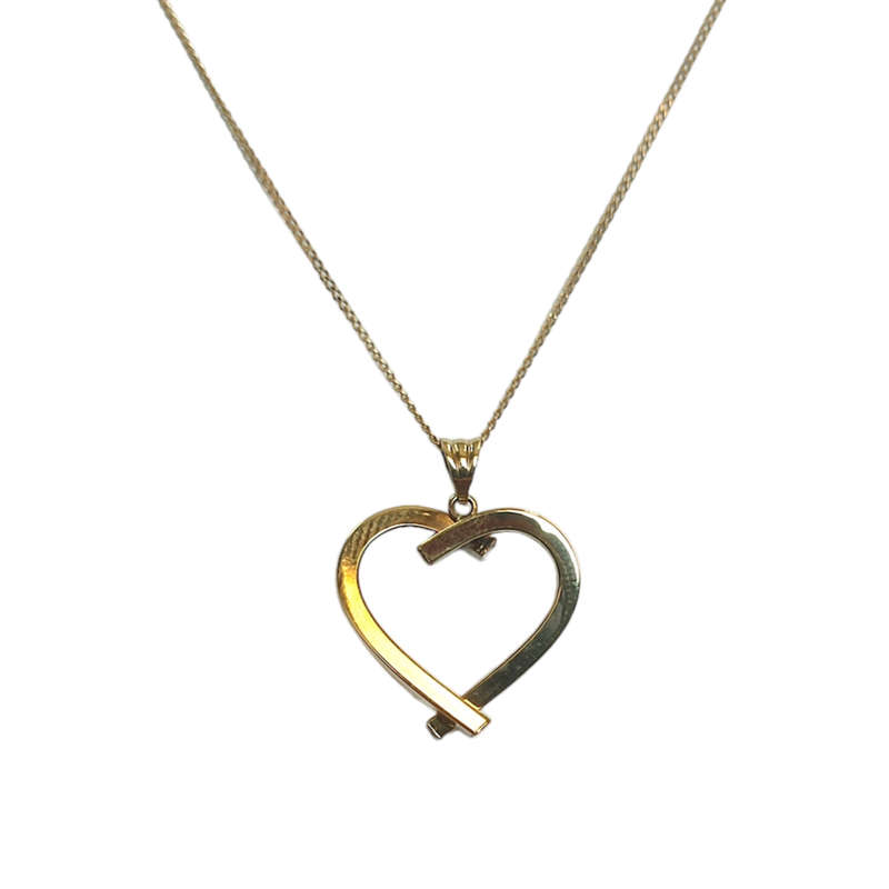 Solid Gold Necklace + Heart Pendant #cc011