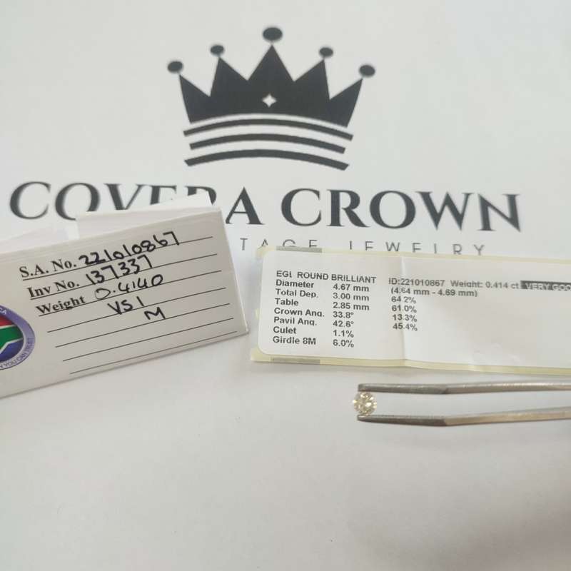 Certified Natural Diamond 0.4140ct Round Cut #ccd004