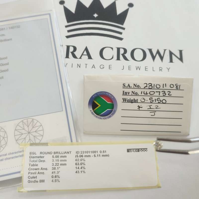 Certified Natural Diamond 0.5150ct Round Cut #ccd007