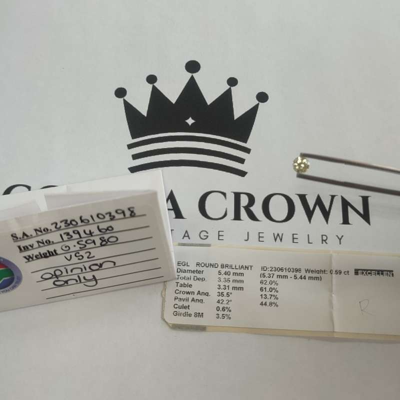 Certified Natural Diamond 0.5980ct Round Cut #ccd011