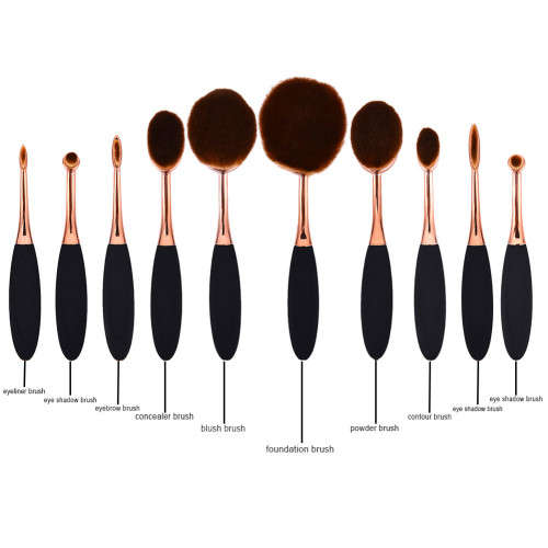 10 Piece Oval Make Up Brush Set