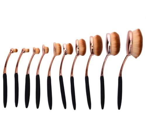 10 Piece Oval Make Up Brush Set