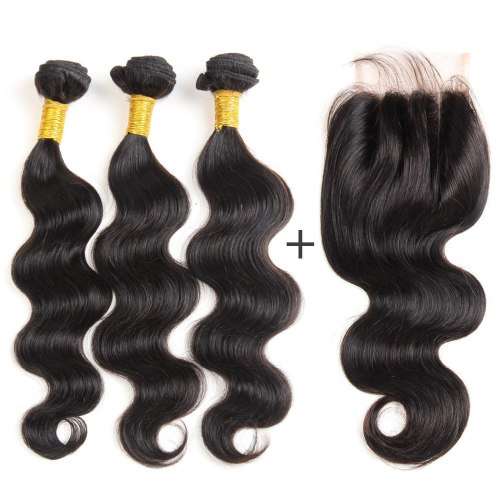 Brazilian Remy  Body Wave 2 Piece Bundles + Closure (16, 18 + 14 Closure)
