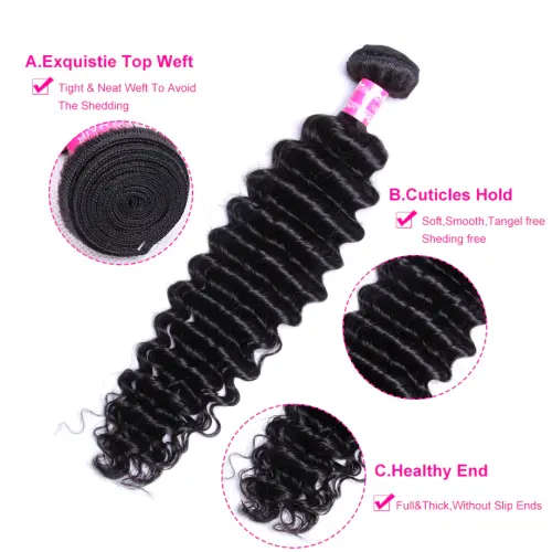 11A Brazilian Deep Wave Bundles Plus Closure (18, 20, 22 + 20 Closure)