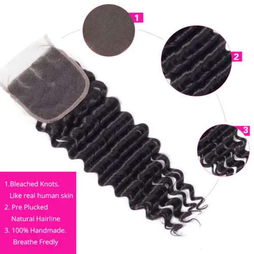 11A Brazilian Deep Wave Bundles Plus Closure (18, 20, 22 + 20 Closure)
