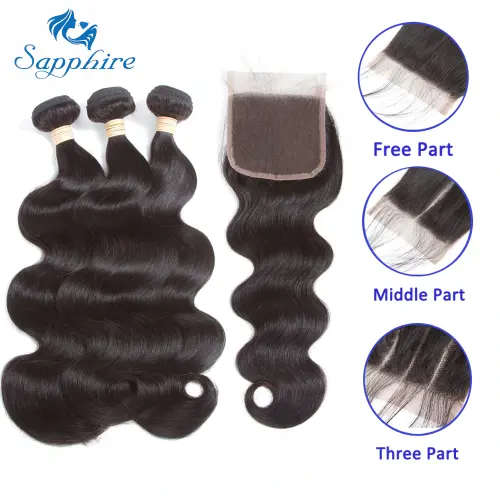11A Brazilian Body Wave Bundles Plus Closure (16, 18, 20 + 18 Closure)