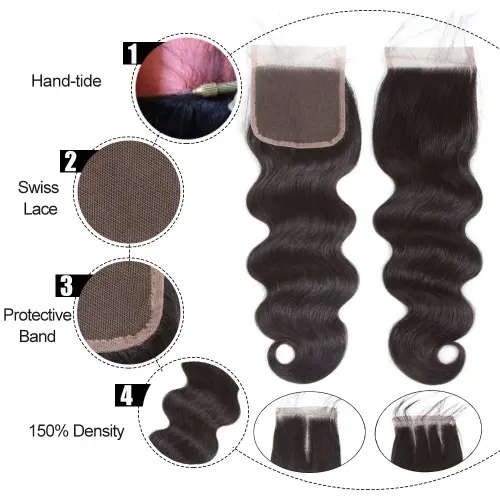 11A Brazilian Body Wave Bundles Plus Closure (16, 18, 20 + 18 Closure)