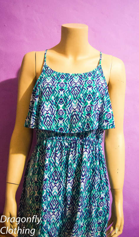 BLUE, AQUA , WHITE SUMMER LAYER DRESS----SIZE AGE 13/14