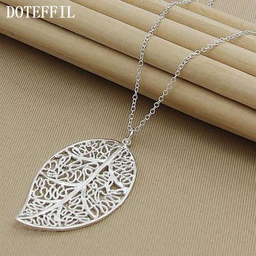 925 SILVER PLATED LEAFY HOLLOW NECKLACE