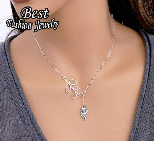 SILVER FINE OWL AND LEAVE NECKLACE- SPECIAL ITEM!!!!!!!!!!!!!!!!