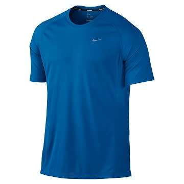 Original Mens NIKE Miler UV Short Sleeve Dri-FIT 717405-465 - Large - UPF 40+