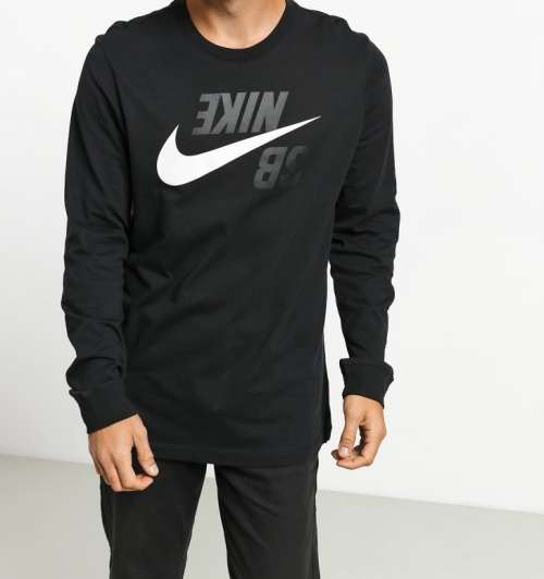 Original Mens NIKE SB Backwards Long Sleeve - CI7572-451 - X LARGE - ***NAVY BLUE***