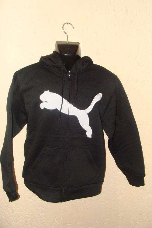 Unisex Winter Puma Inner Fleece Long Sleeve Hoodies Black Large