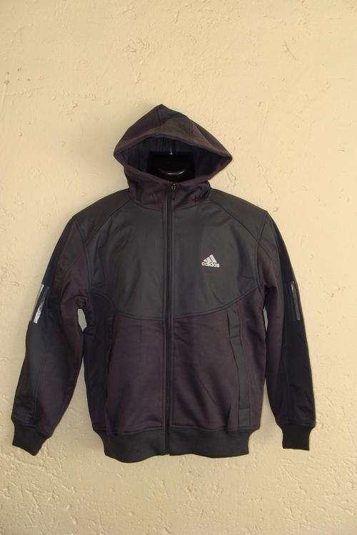 Thick Adidas Jacket with Hood Large Black