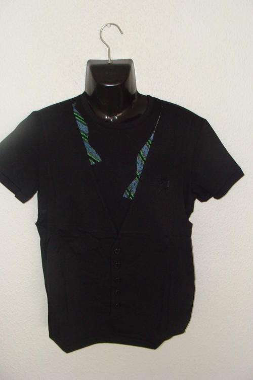 Mens Diesel T Shirt with affixed waist coat Medium Small Cut Black