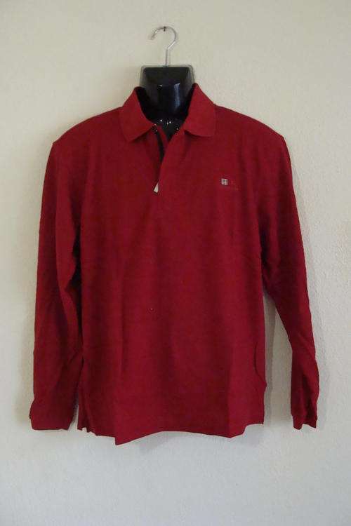 Mens Burberry Long Sleeve Golf T Shirt Medium - Maroon