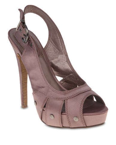Original Ladies Levi's Topaz Peep-Toe Heels Pink Satin - UK 7