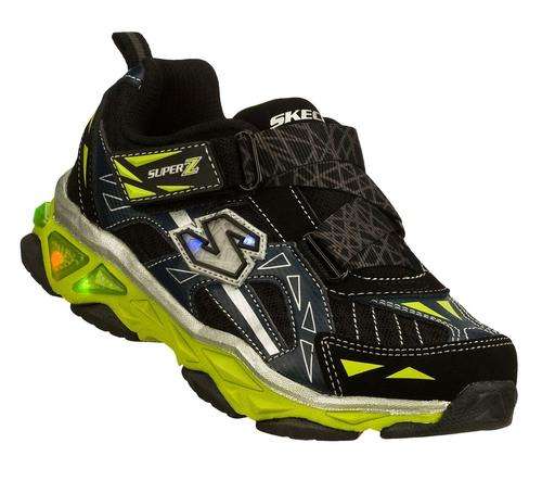 Original BOYS SKECHERS S Lights Galvanized- UK 9 (SA 9 - 16cm) Leather Upper