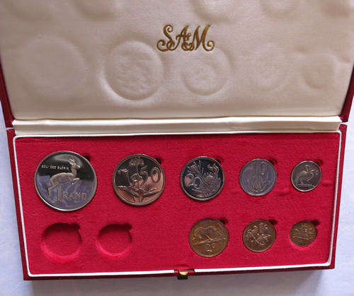 1977 South Africa Long Proof set in Red SAM Box (No gold coins)
