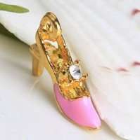 Pretty Pink Diamante gold Shoe Charm