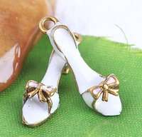 Pretty White Shoe gold Charm