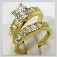 14kt Gold Zircon diamond wedding set