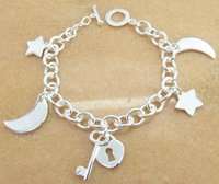 Moon and Stars 925 Silver charm bracelet