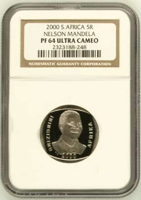 ##Nelson Mandela 2000 R5 NGC Graded## PF64 Ultra Cameo##@@@