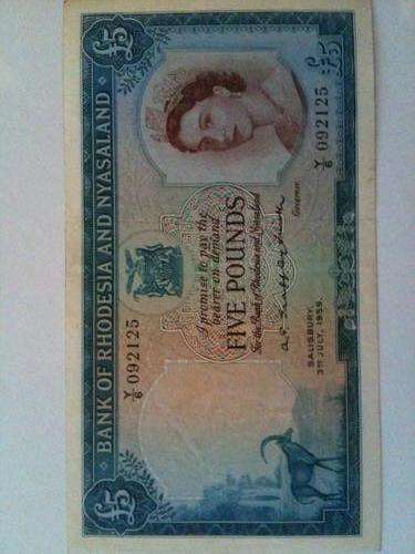 Rhodesian 1959 5 Pound note