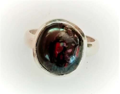 Silver Boulder opal ring