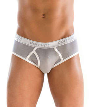 Corrupt Borgata Briefs - Steel Grey with White Trim