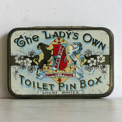 RARE ANTIQUE THE LADY'S OWN TOILET PIN BOX,  LATE 1800'S EARLY 1900'S